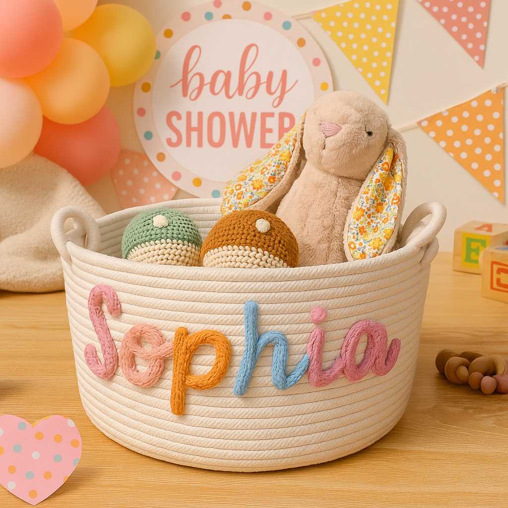 Baby Shower Gift Basket with Baby’s Name